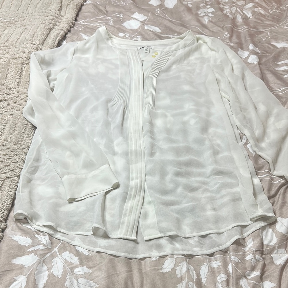 Banana Republic Gray and White Relaxed Buttoned Blouse